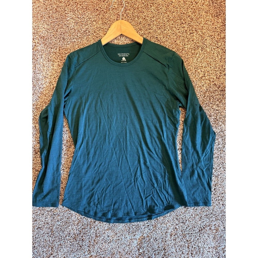 Segments Shirt Womens Medium Green 100% Merino Wool Base Layer Outdoor Gorp Core